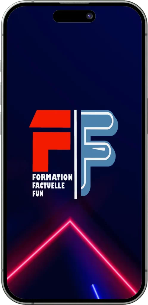 Illustration d'un iphone présentant le logo des formations fun et factuelles