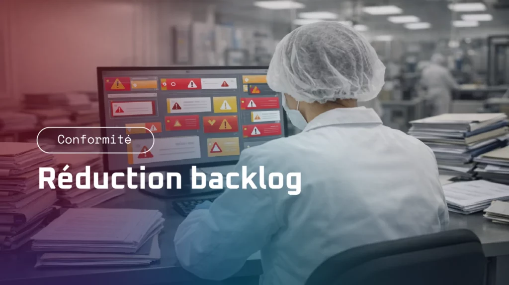 Réduction backlog qualité en industrie pharmaceutique avec gestion des alertes conformité et non-conformités